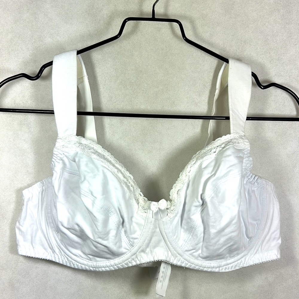 Curve Muse White Underwire With Lace Details Cotton Bra Size 44B NWT